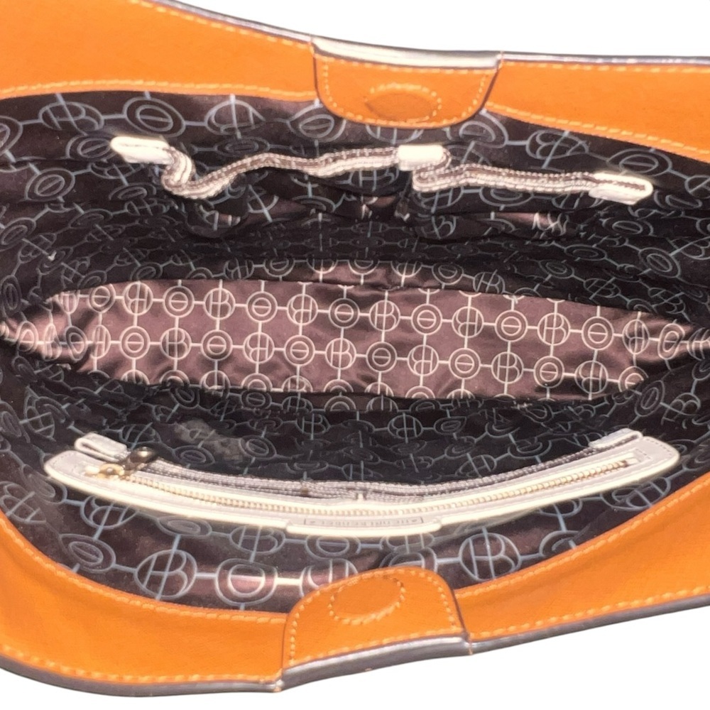 EUC Henri Bendel Saffiano Leather Shoulder Bag Tan Camel Leather Adjustable - Picture 10 of 13